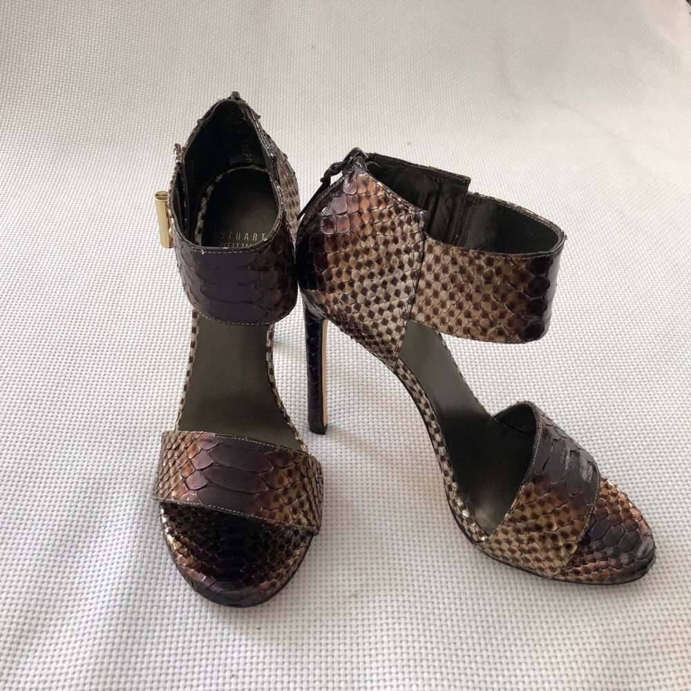 Stuart Weitzman Metallic Python Pumps
